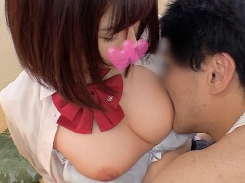 【制服コスプレ巨乳SEX】巨大肉棒で激しくされる極狭おマ○コ！何度も何度も膣出し絶頂で可愛く喘ぐ姿は圧巻♡